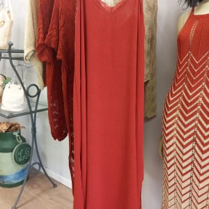 Vestido Lencero Color Cazuela – Talla Única (42-46) – Poliéster/Elastán